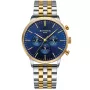 Bonvier Chronograph BV052 Uhr mit Blau Zifferblatt und einem Gehäuse von 42 mm im Durchmesser und einem Metallarmband, Two-Tone Armband in Gold, Silber