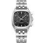 Carl Pique Carré Chrono CP0025 Uhr mit Schwarz Zifferblatt und einem Gehäuse von 39 mm im Durchmesser und einem Metallarmband in Silber