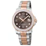 Jaguar Lady Diver J894/2 Uhr mit Braun Zifferblatt und einem Gehäuse von 35 mm im Durchmesser und einem Metallarmband, Two-Tone Armband in Roségold, Silber